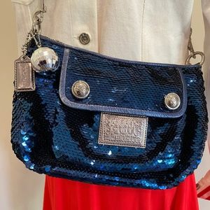 Coach Poppy blue sequin cross body bag